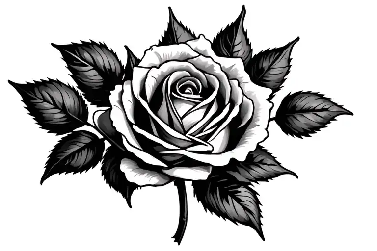 fine line rose with stem tattoo design idea