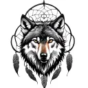 Wolf Dreamcatcher tattoo design idea