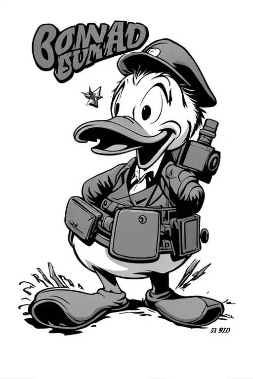 Donald Duck as a tanker IN WWII tank tattoo design idea