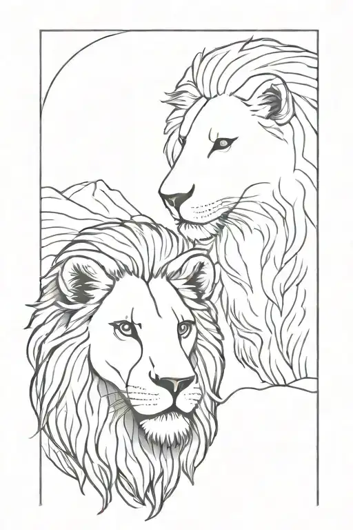 lion and lamb looking tattoo design idea