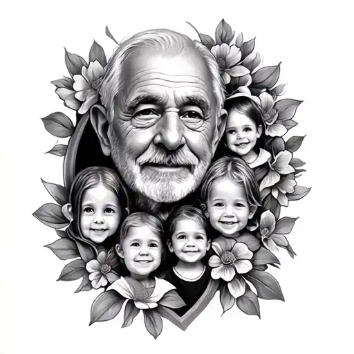 A collective tattoo for grandchildren in honor of their deceased grandfather tattoo design idea