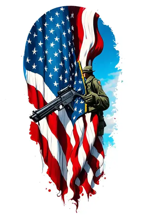 American flag, military, police tattoo design idea