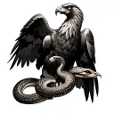 Imperial eagle with snake tattoo design idea