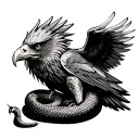 Imperial eagle with snake tattoo design idea