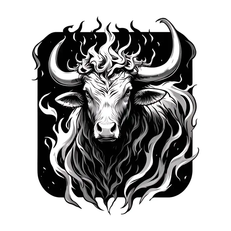 fire ox and gemini zodiac sign tattoo design idea