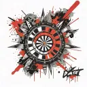 dart board exploding fireworks tattoo design idea