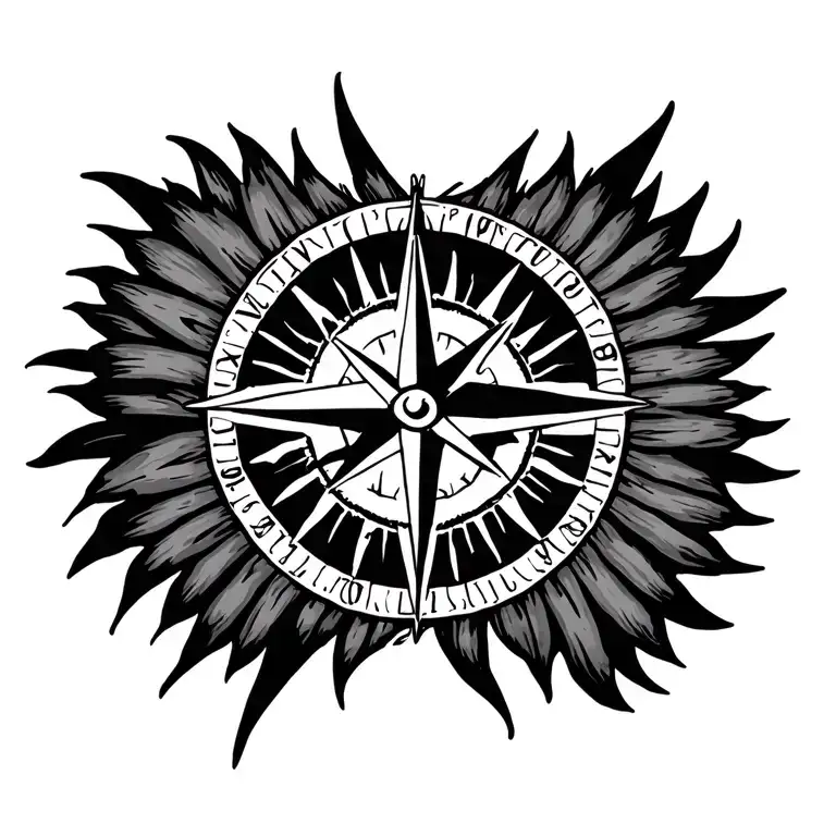 hawaii sun compass tattoo design idea