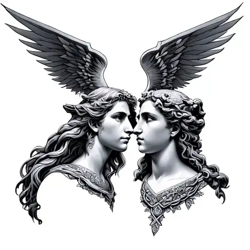 Artemis And Apollo tattoo design idea