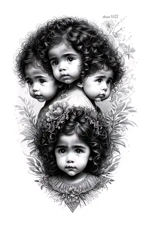 THREE CHILDREN GERARDO BORN OCTOBER 2020 ANTONIO BORN APRIL 2022 AND ADELINA BORN APRIL 2024 tattoo design idea