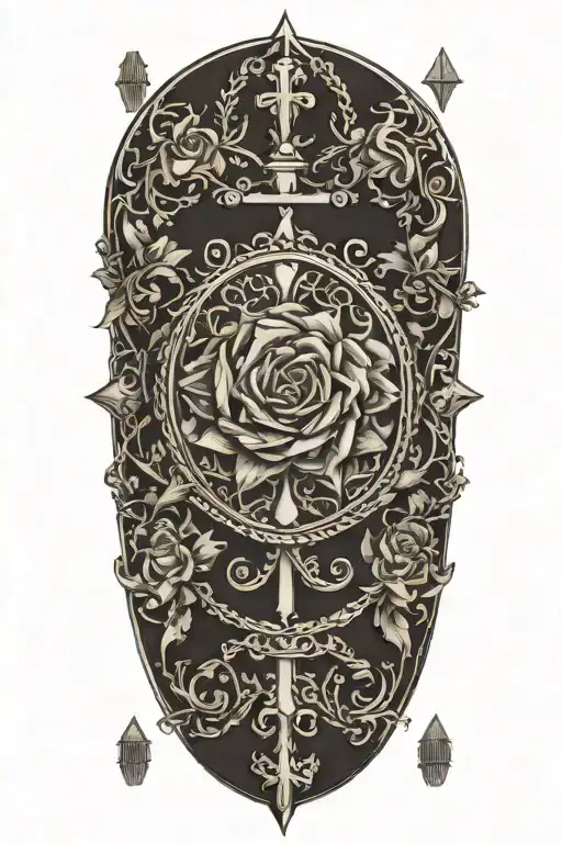 Western,Playing Cards, Roses,Barbed wire,Cross tattoo design idea