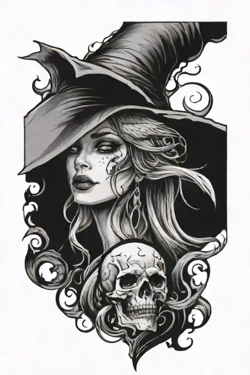 hot witch tattoo design idea