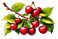 cherry fruit tree branch tattoo design idea