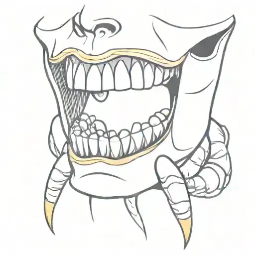 human jaw with candy corn teeth  tattoo design idea