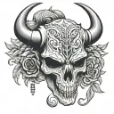 taurus, skull, stitch pattern tattoo design idea