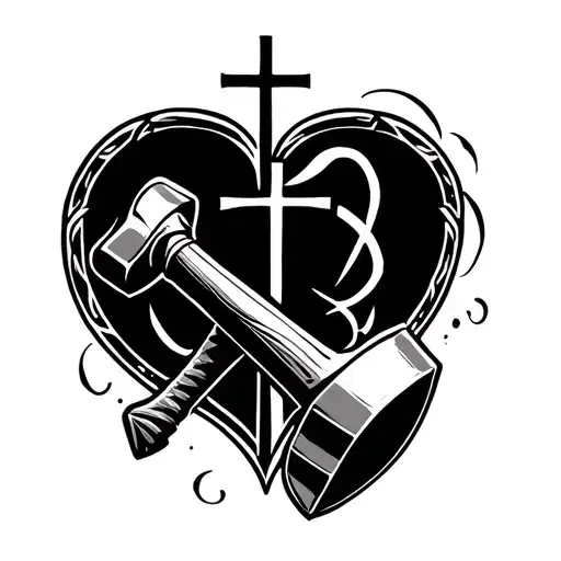 love and loyalty hammer olive church tattoo design idea