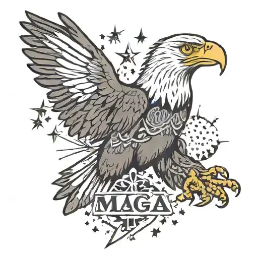 " MAGA" with fireworks and eagle tattoo design idea