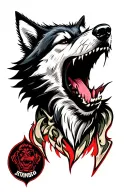 wolf angry wolf head shouting tattoo design idea