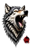 wolf angry wolf head shouting tattoo design idea