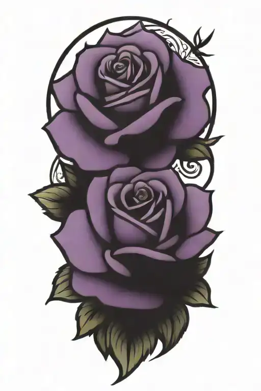 roses purple tattoo design idea