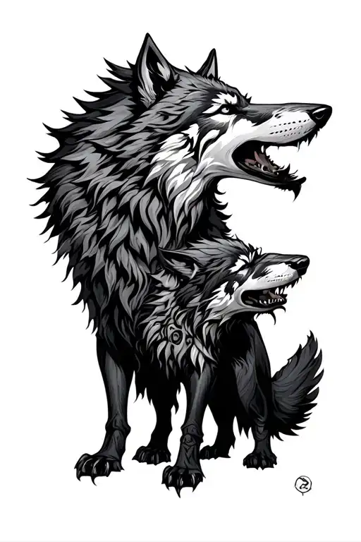 odin vs fenrir viking norse wolf tattoo design idea