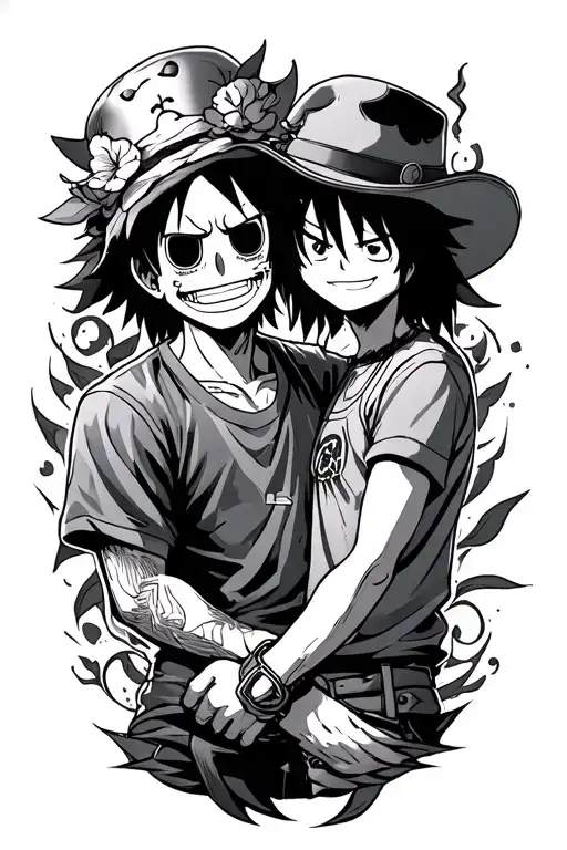 ruffy und ace one piece tattoo design idea