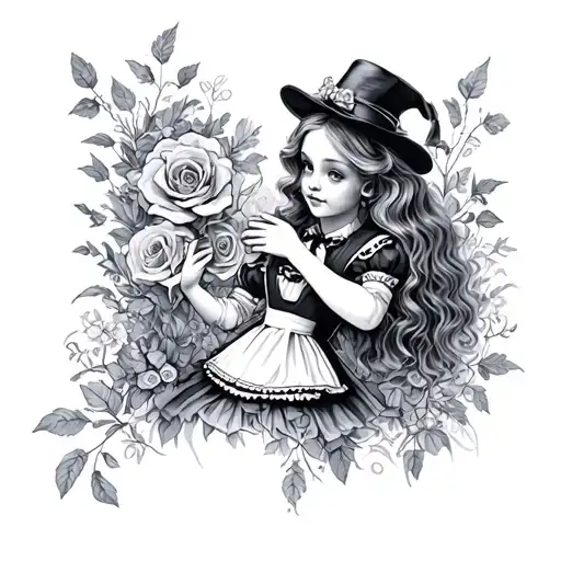 Dark Alice In Wonderland tattoo design idea