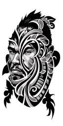 muscular male upper body model, bare chest, realistic lighting, Polynesian Maori tribal tattoo design covering right sh tattoo design idea