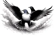 2 doves flying  through a storm tattoo design idea