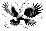 2 doves flying  through a storm tattoo design idea