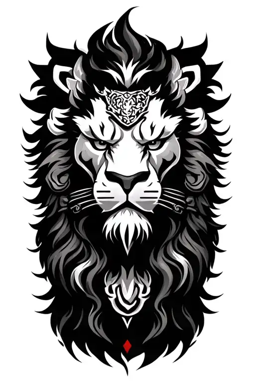 samurai lion god pound zodiac sign tattoo design idea