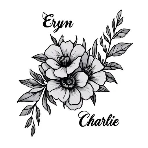 "Eryn Annie Charlie" some flowers intertwined representing the client's tattoo design idea