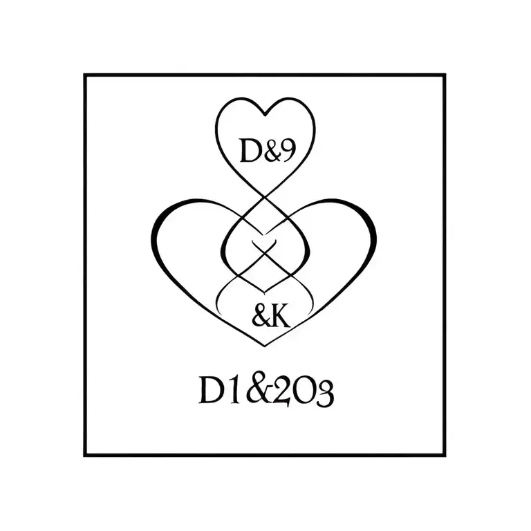 infinity heart with 6-19-09 and initials D&K tattoo design idea