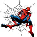 Spiderman swinging through nyc with a spider web background along with comic book panels tattoo design idea