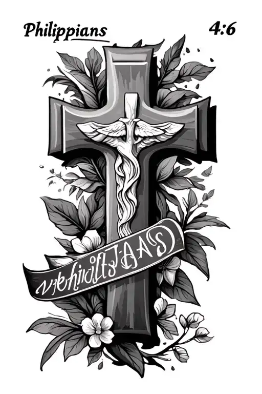 "Philippians 4:6" cross tattoo design idea