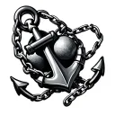 anchor and ball and chain wrapped tattoo design idea
