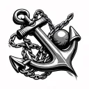 anchor and ball and chain wrapped tattoo design idea