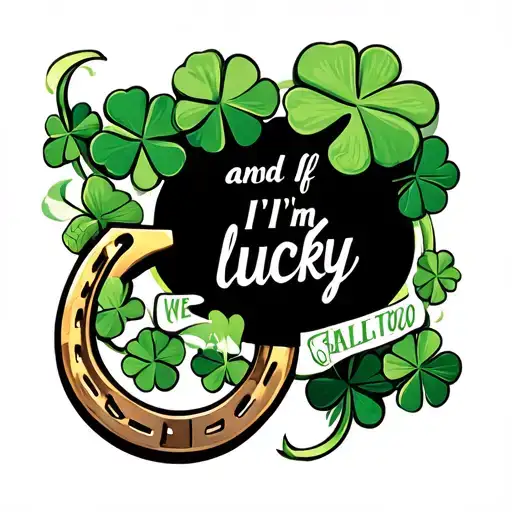 "and If I'm lucky" a 4 leaf clover and a horseshoe tattoo design idea