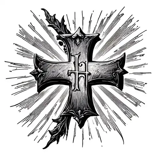 cross with the letter H gothic style and the verse proverbs 4:11-22 next to it tattoo design idea