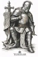 Templar knight kneeling praying tattoo design idea