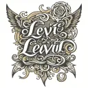 levi in cursive font tattoo design idea