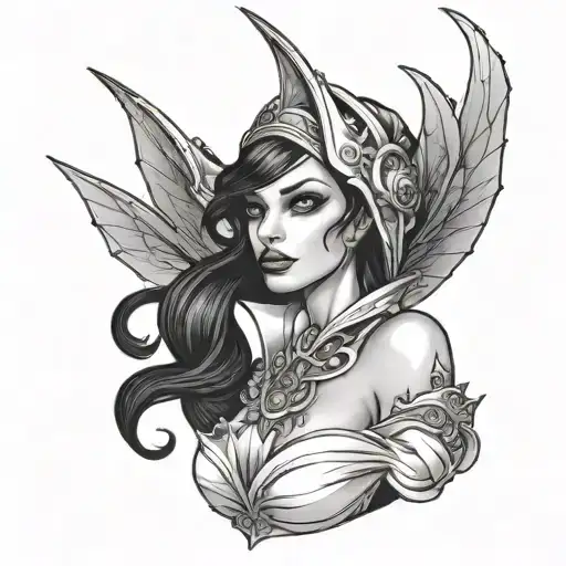 pinup dark elf tattoo design idea