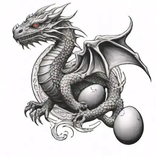 Dragon guarding egg tattoo design idea