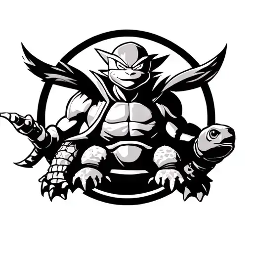 saiyan and turtle hermit logo tattoo design idea