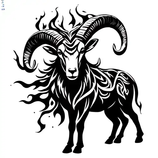 aries ram with flames tattoo design idea