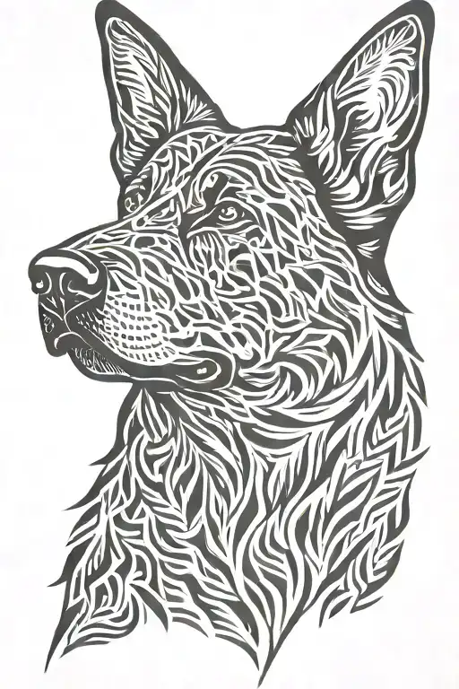 black german shepherd silhouette formed tattoo design idea