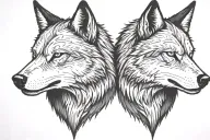 a two splited wolfs heads only one of them angry big teeths  teeths tattoo design idea