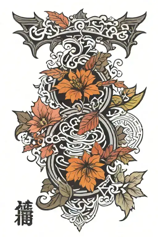 japanese words "autumn" tattoo design idea