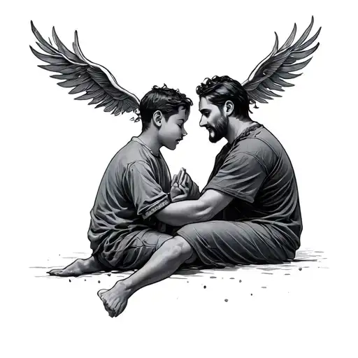 father and son time tattoo design idea