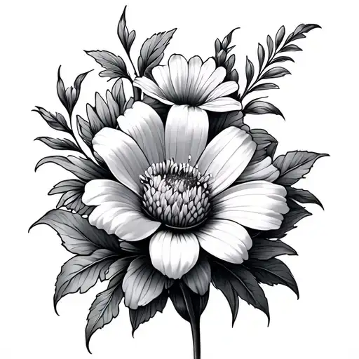 dasi flower with jonquil flower and aster flower for men tattoo design idea