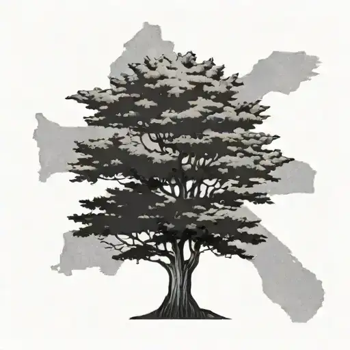 lebanon flag tree with background  tattoo design idea